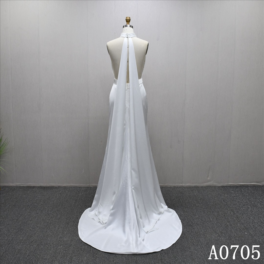 2025 Halter Hot-selling Elegant High Quality Satin Mermaid Fashion Wedding Dress