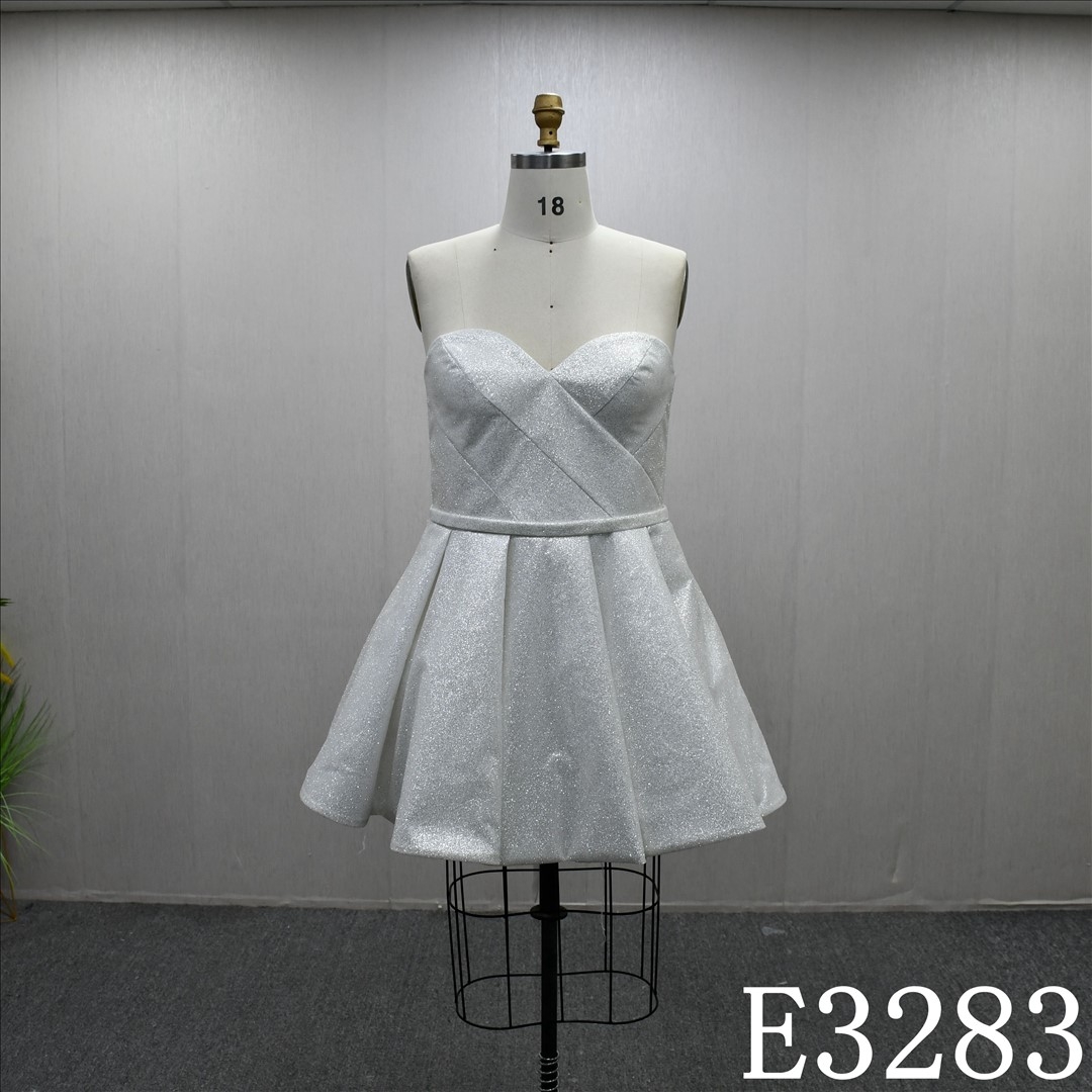Sweetheart Neckline Silver And Ivory Detachable Belt Shiny Fashion Short Skirt