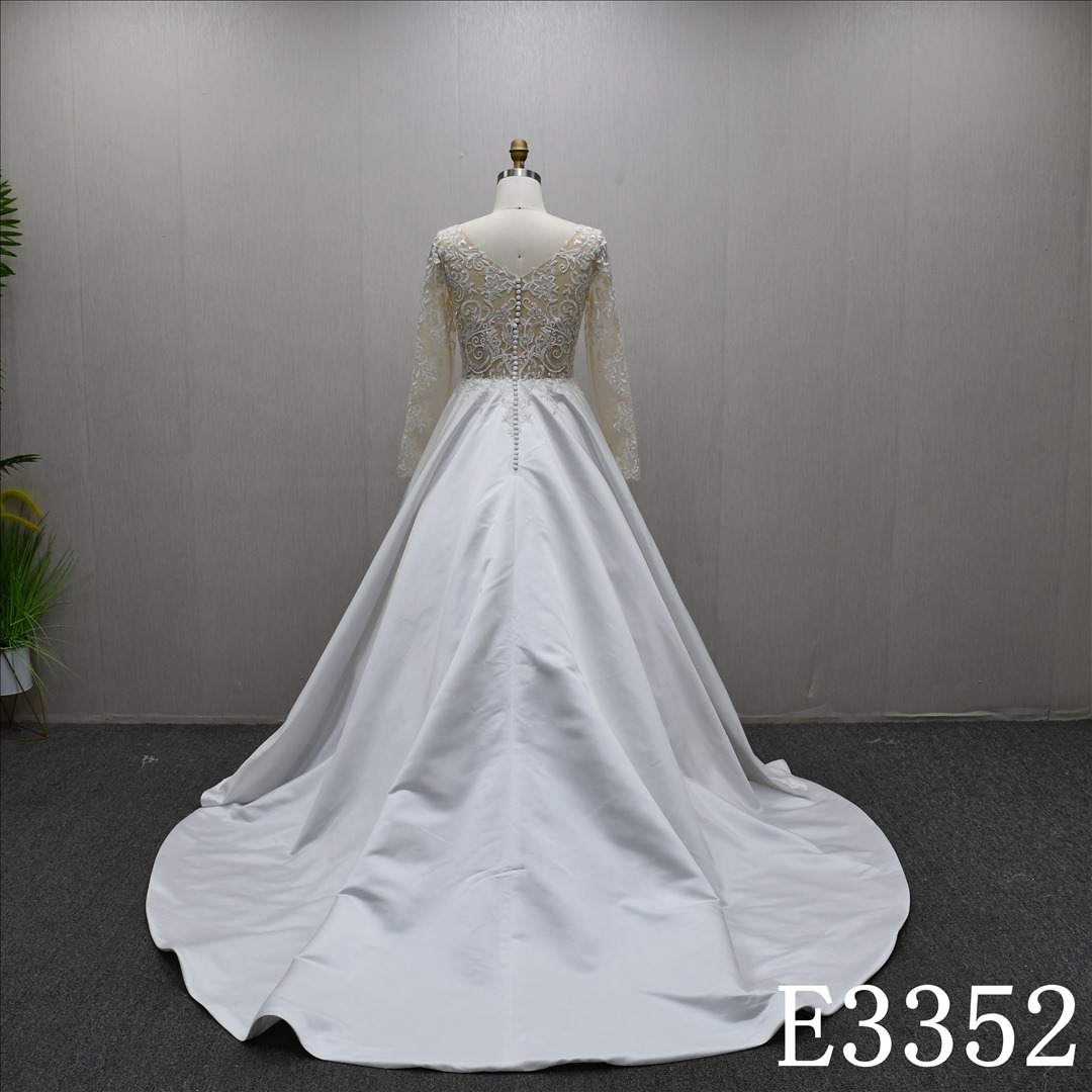 2025 Long Sleeve Applique Lace Hot Selling High Quality A-line Wedding Dress