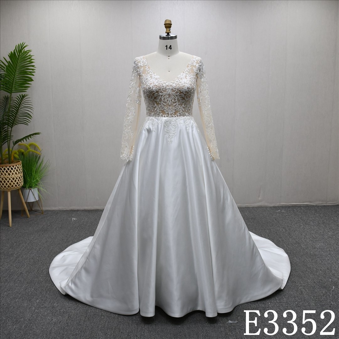 2025 Long Sleeve Applique Lace Hot Selling High Quality A-line Wedding Dress