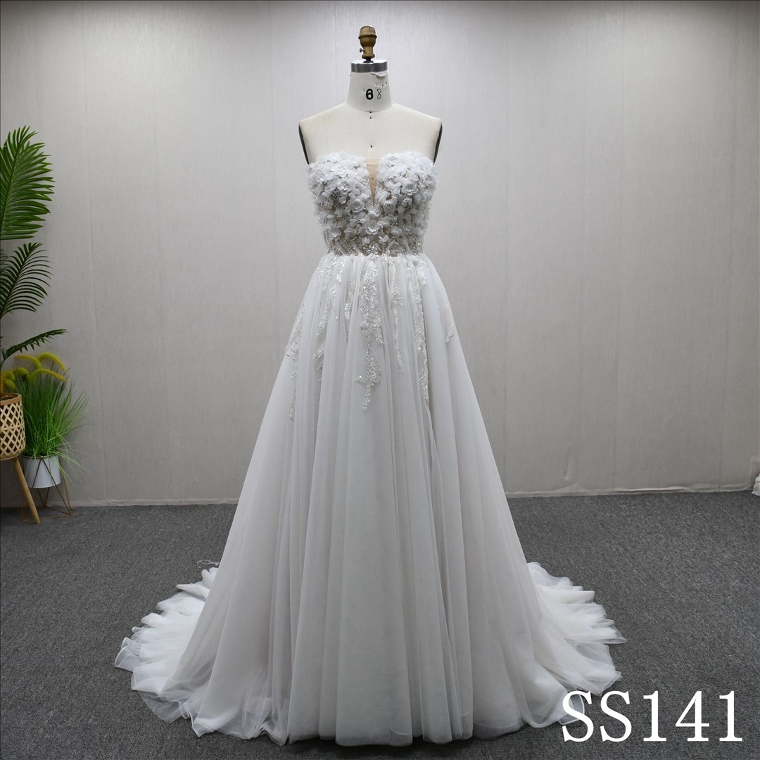 2025 Luxury High Waist 3D Applique Elegant Gentle Illusion Fashion Wedding Dress