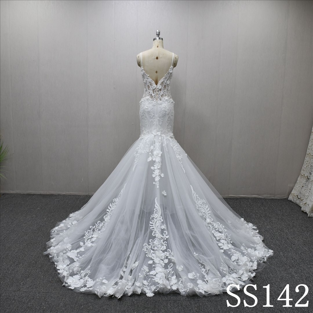 Luxury Applique Elegant Gentle Illusion Sheath Mermaid Fashion Wedding Dress