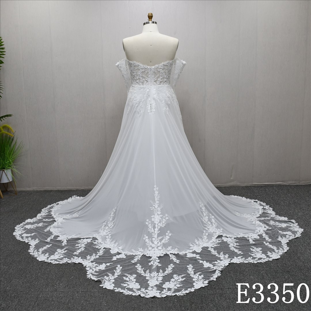 Hot-selling Lace Applique High Waist Gentle High Quality A-line Wedding Dress