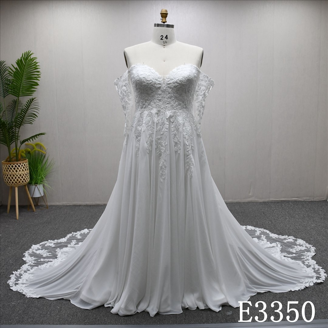 Hot-selling Lace Applique High Waist Gentle High Quality A-line Wedding Dress