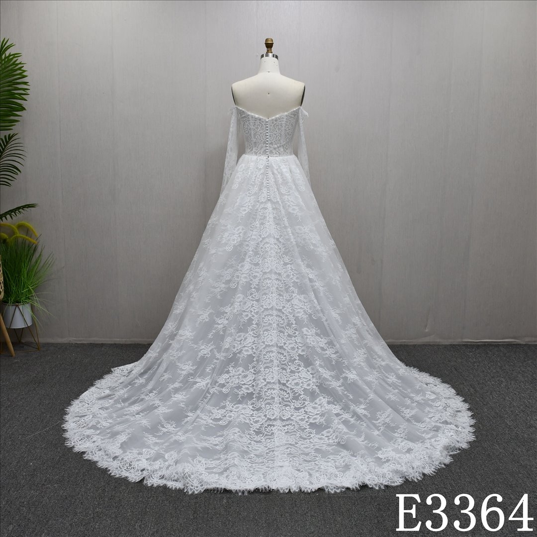 Luxury Long Sleeve Lace Applique Bones High Waist Popular Ball Gown