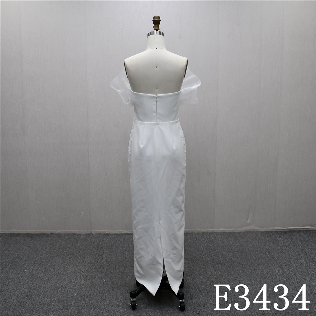 2025 New Design Luxury Lace Applique Beaded Sheath Popular Elegant Wedding Dress