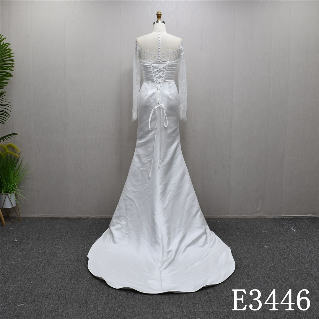 2025 Illusion Lace High Waist Pleat Sheath Mermaid Popular Elegant Wedding Dress
