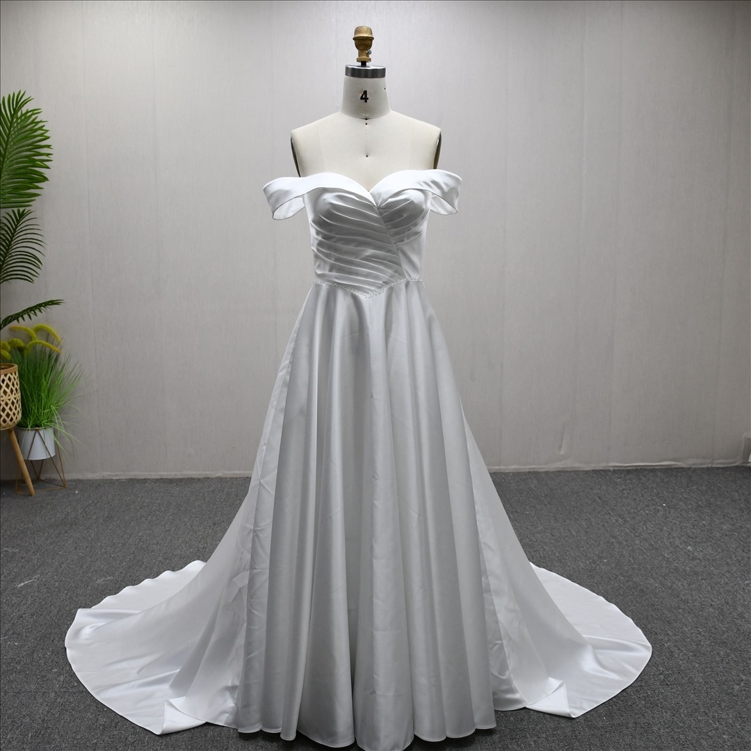 2025 Ivory Pleat High Waist Hot-selling A-line Gentle High Quality Wedding Dress