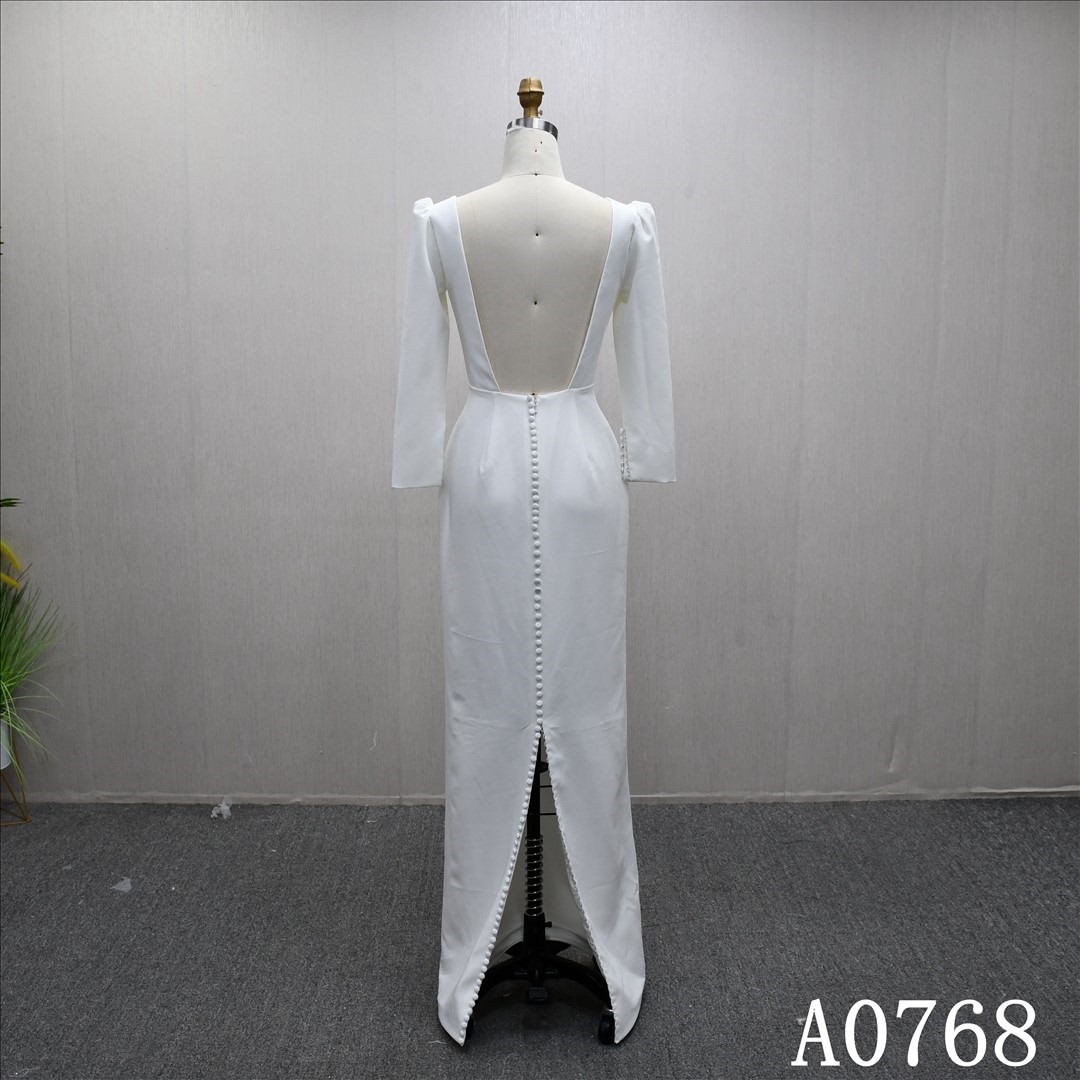Elegant evening gown wedding dress, floor-length straight skirt