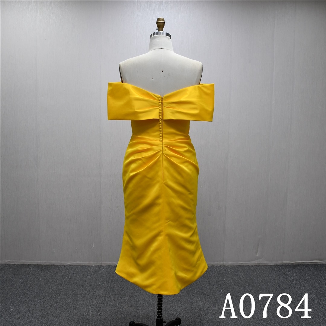 Beautiful yellow evening dress with v-neckline