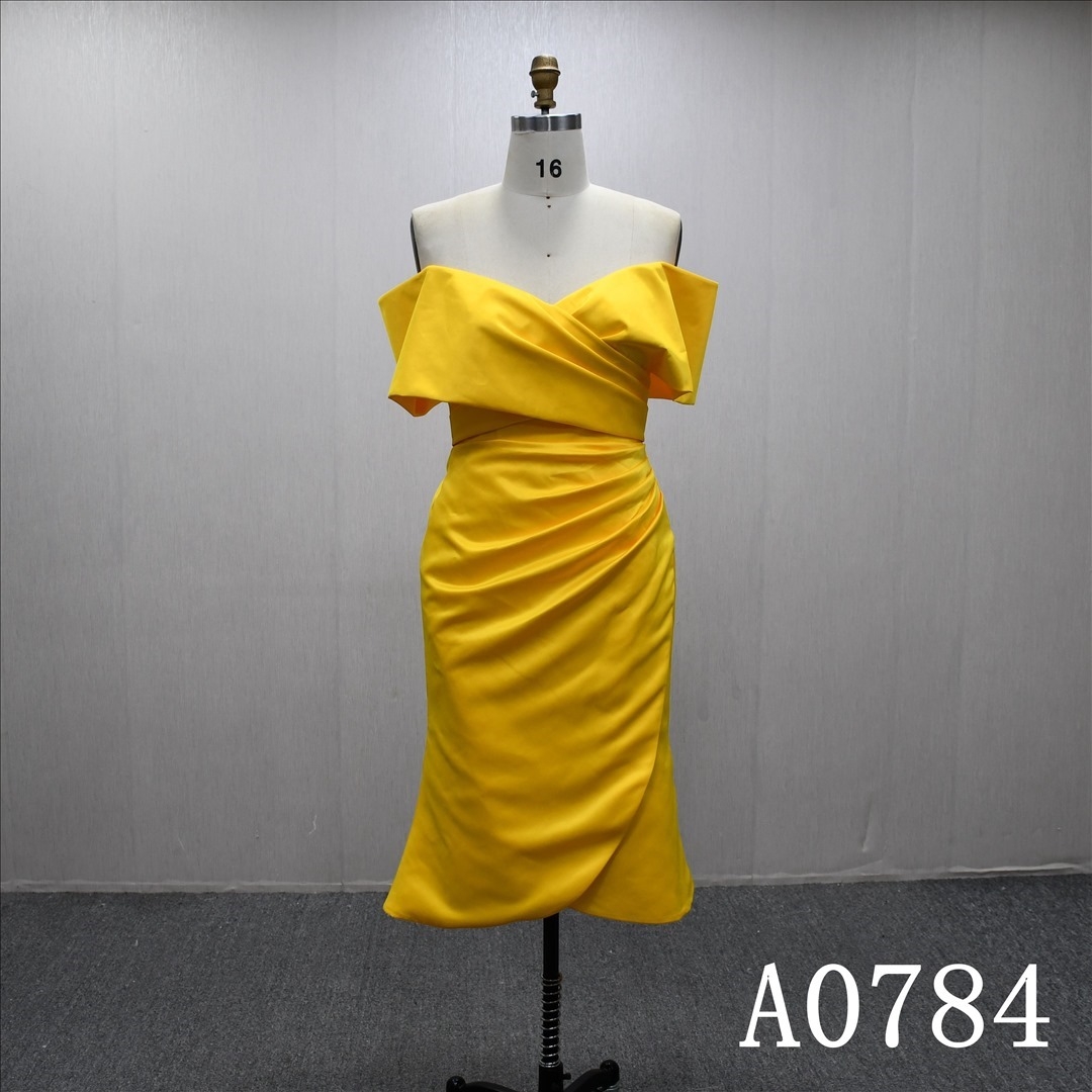 Beautiful yellow evening dress with v-neckline