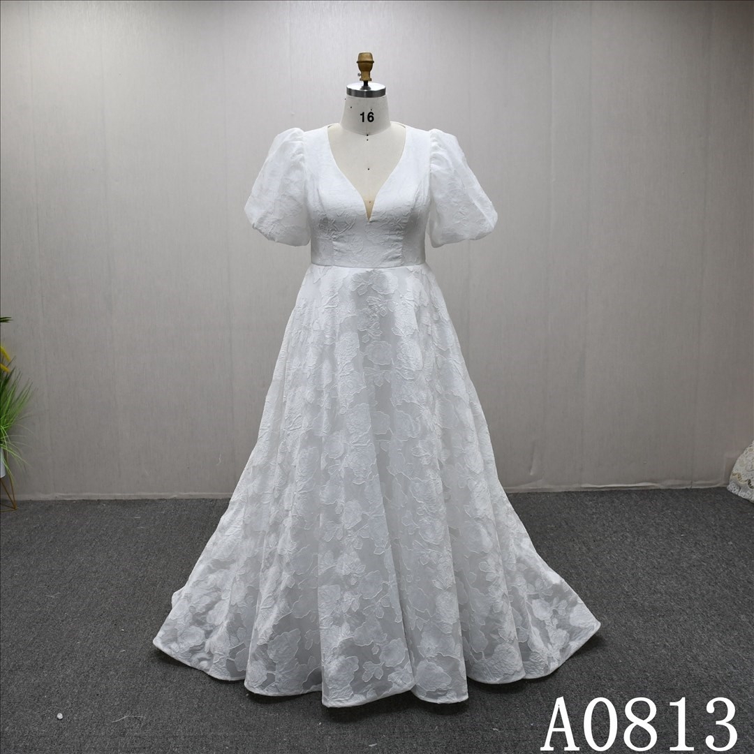 Illusion short sleeve applique high waist ball gown with open back