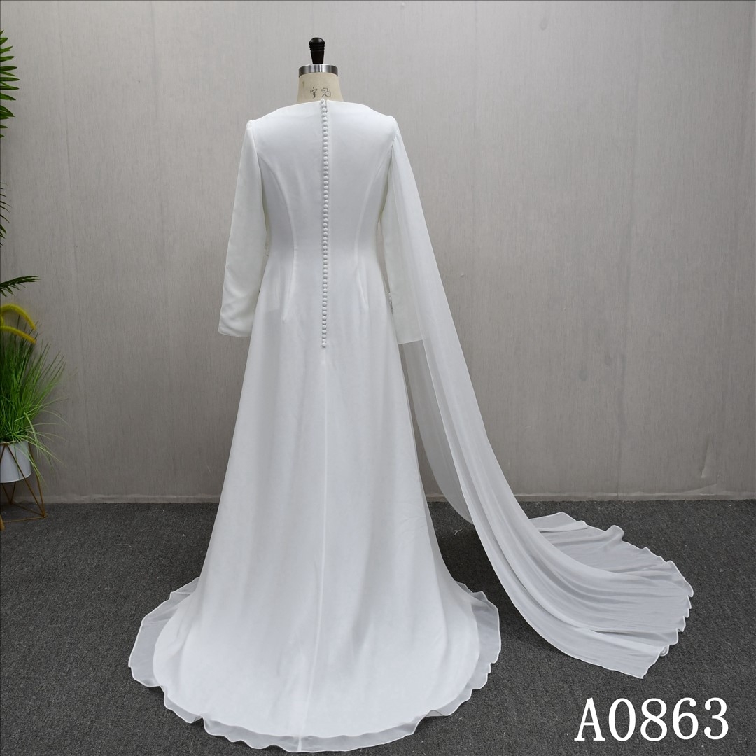 Long-sleeved bridal party dress, as dignified as Muslim style