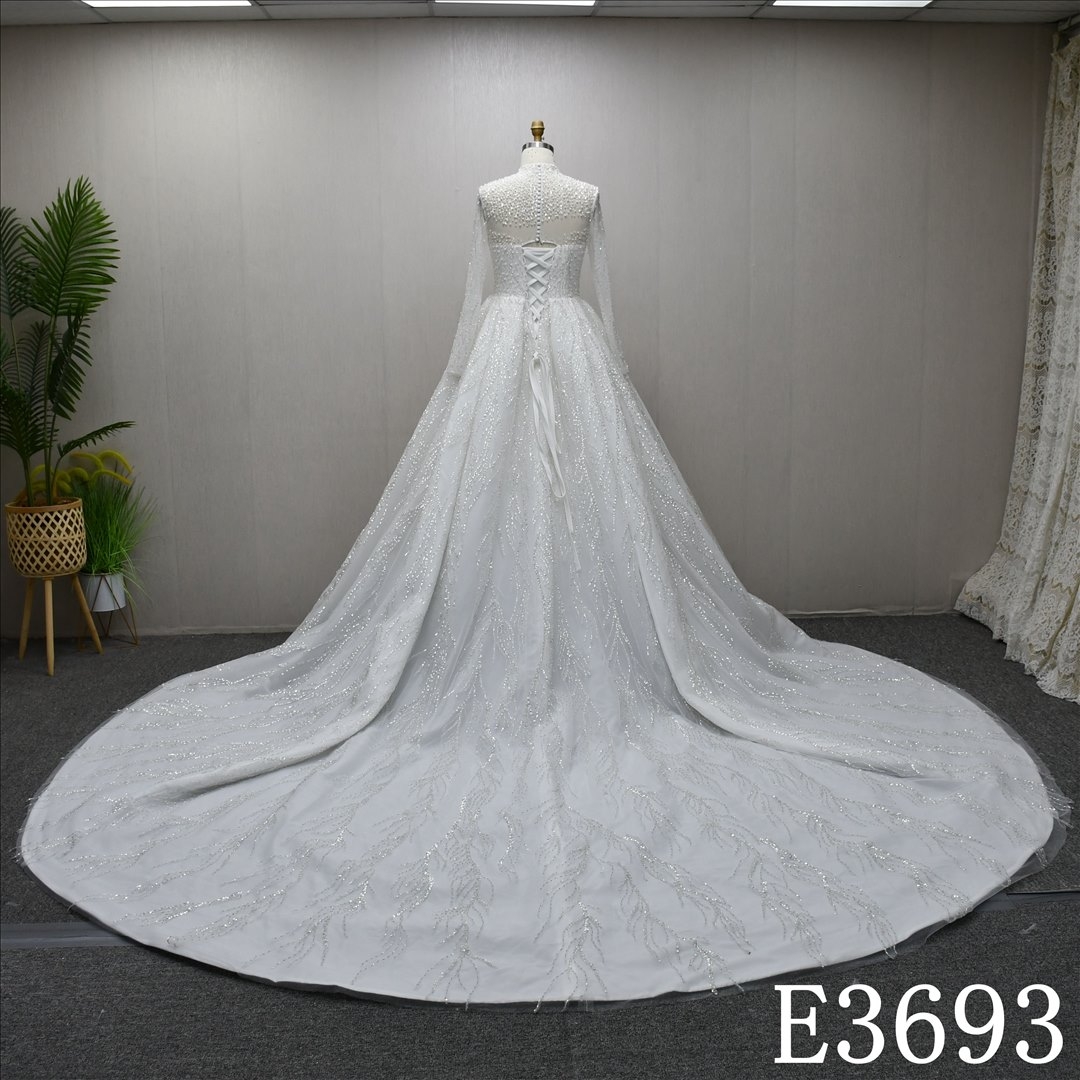 New long sleeves with unique chest design, fashionable ivory skin color, elegant satin