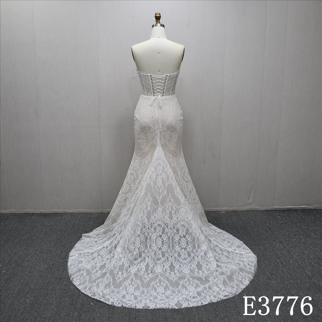 Hot Selling Long Sleeve Sweetheart Neckline Mermaid Dress with Lace Wedding Dress