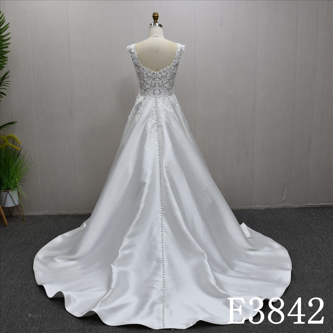 Elegant Strapless Lace A-Line Simple Bridal Dress