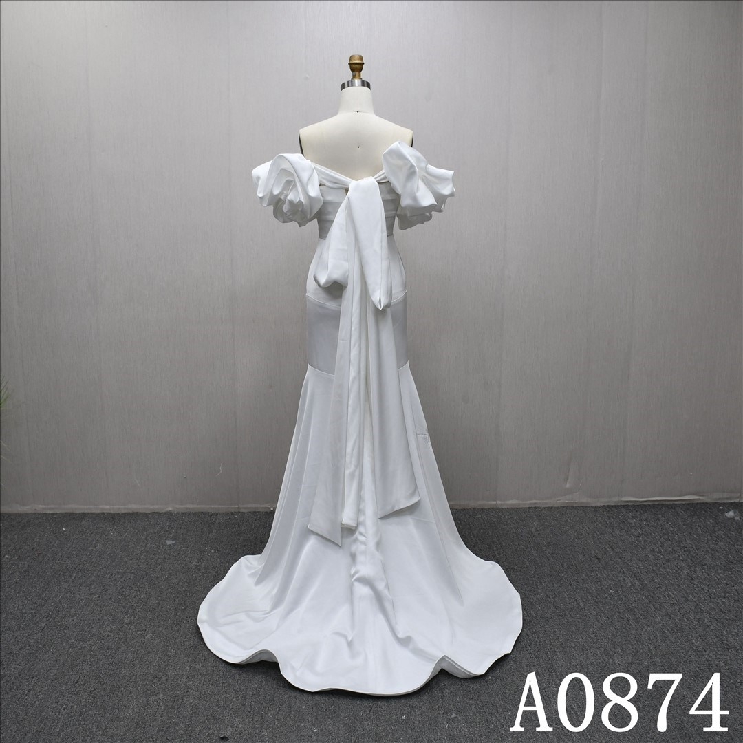 Elegant unique sleeve design mermaid skirt bridal gown