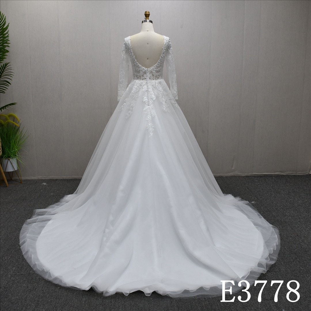 Sweetheart neckline simple design with lace all over long sleeves evening dress