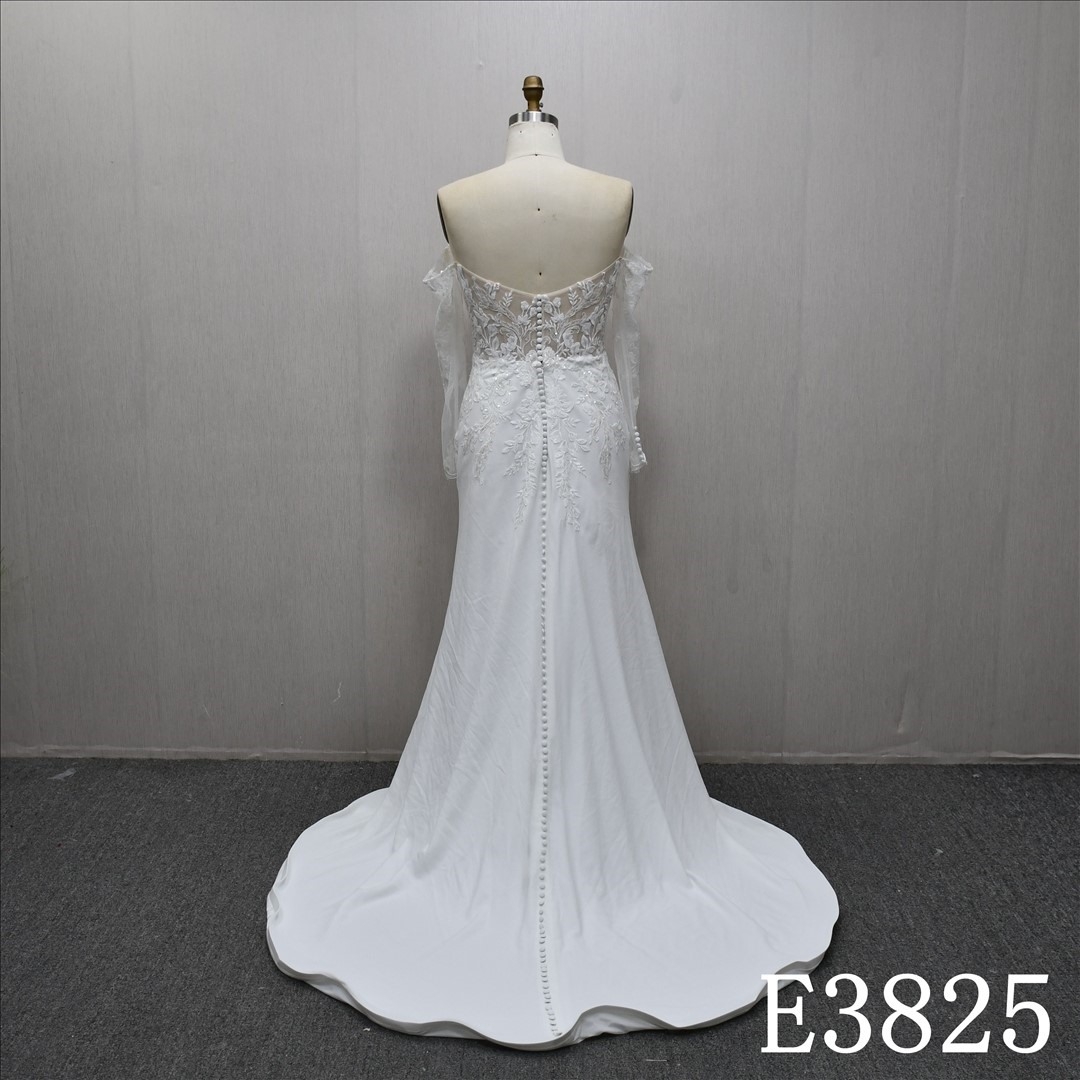 Hot selling mermaid skirt unique design evening dress with lace and back zipper button