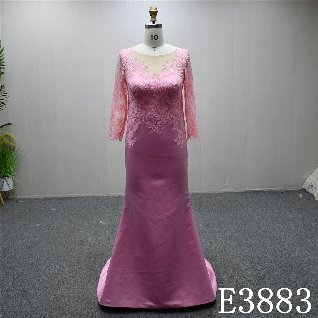 Beautiful pink wedding evening dress with beautiful lace