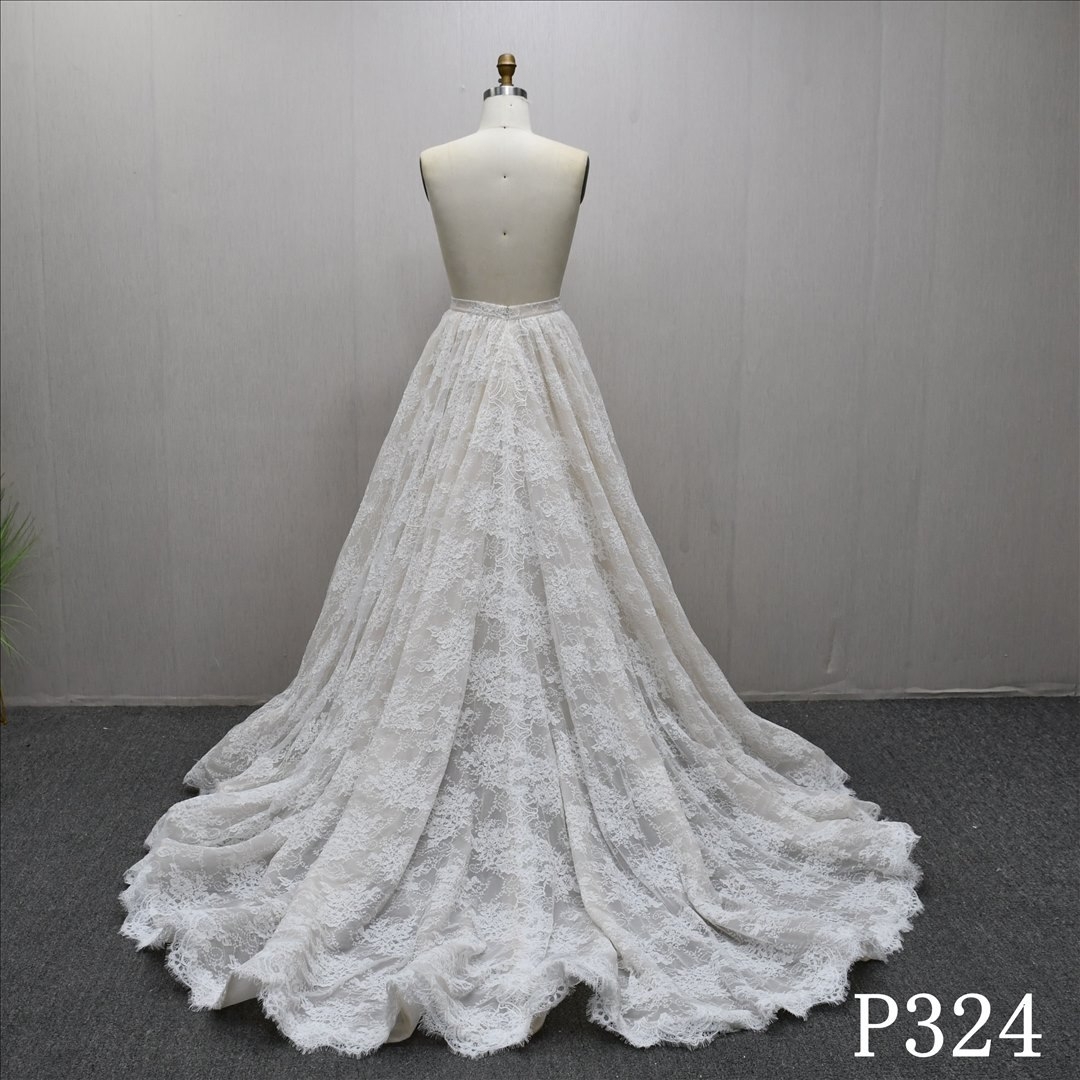 Only the skirt, lace elegant A-line wedding dress, zipper at the back