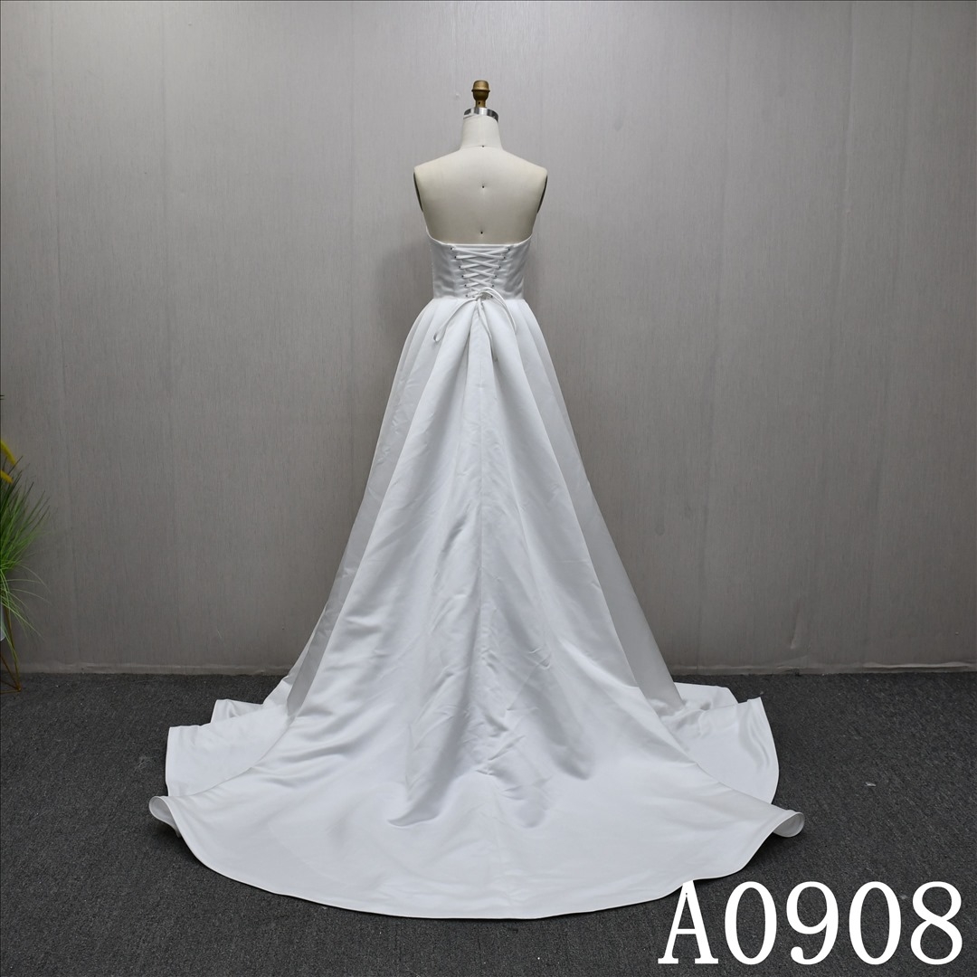 New Sweetheart neckline pleated design Lace up back A-line popular wedding dress