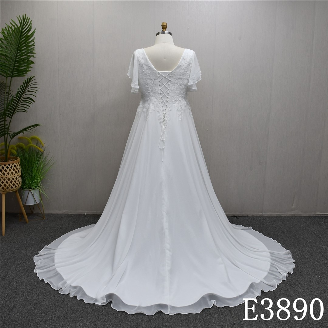 Hot selling A-line skirt simple design soft evening dress with lace and lace up back