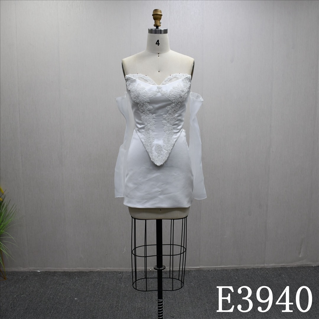 Fashionable off-the-shoulder slim-fitting Mermaid short skirt unique design evening dress wedding dress