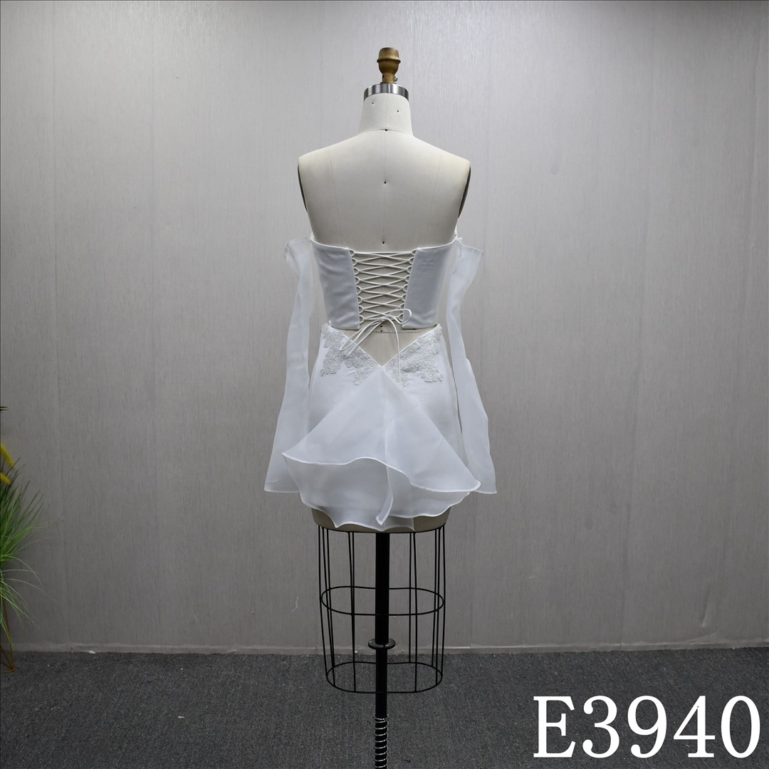 Fashionable off-the-shoulder slim-fitting Mermaid short skirt unique design evening dress wedding dress