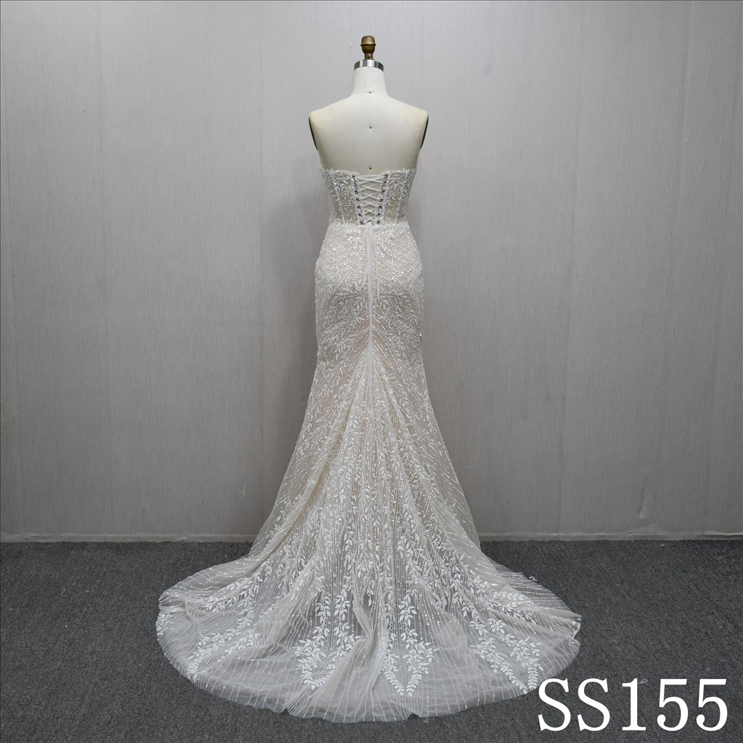 Hot-selling Mermaid luxury design lace beaded sequined wedding dress evening gown