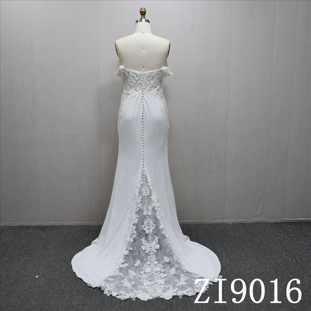 Fashionable Off-Sleeves Mermaid High-Quality Trendy Wedding Dresses and Evening Gowns