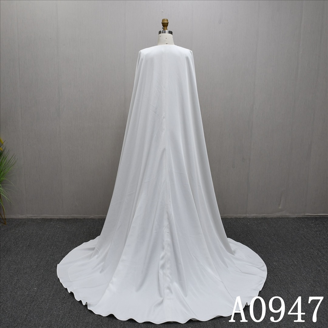 Detachable cape New minimalist design V-neck back zipper button trendy A-line-three-piece wedding dress