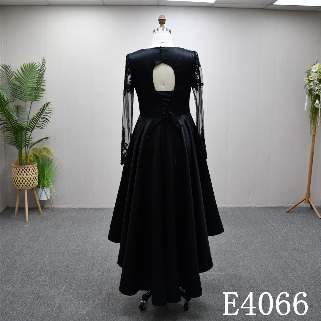 Bestselling black plus-size A-line skirt with lace embellishments and a lace-up back design