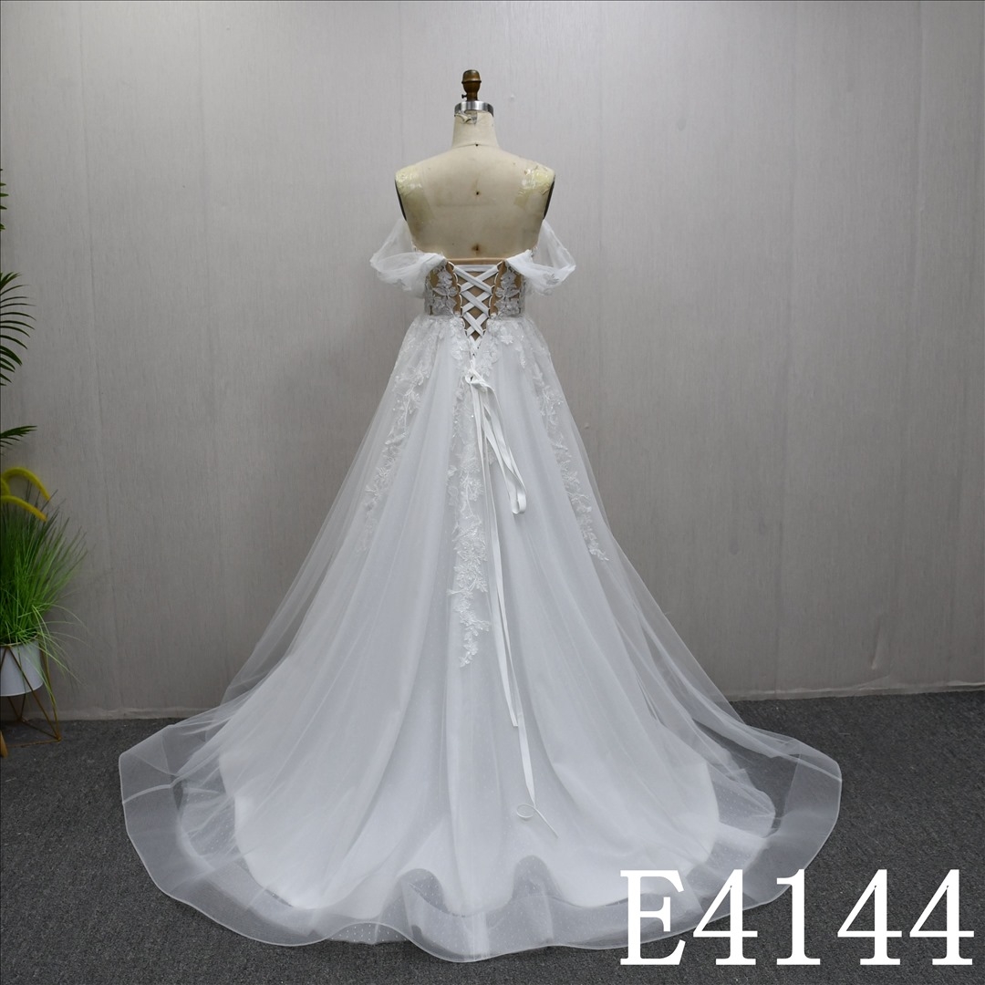 Trendy A-line design with sweetheart neckline lace embellishments for evening gowns and wedding dresses