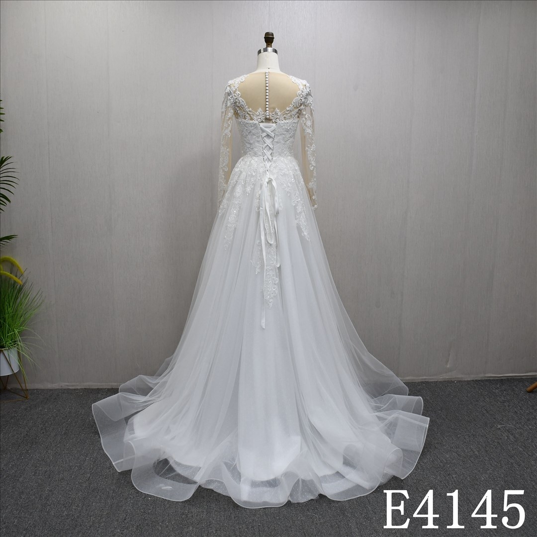 Fashionable Long sleeves  A-line unique design evening dress wedding dress