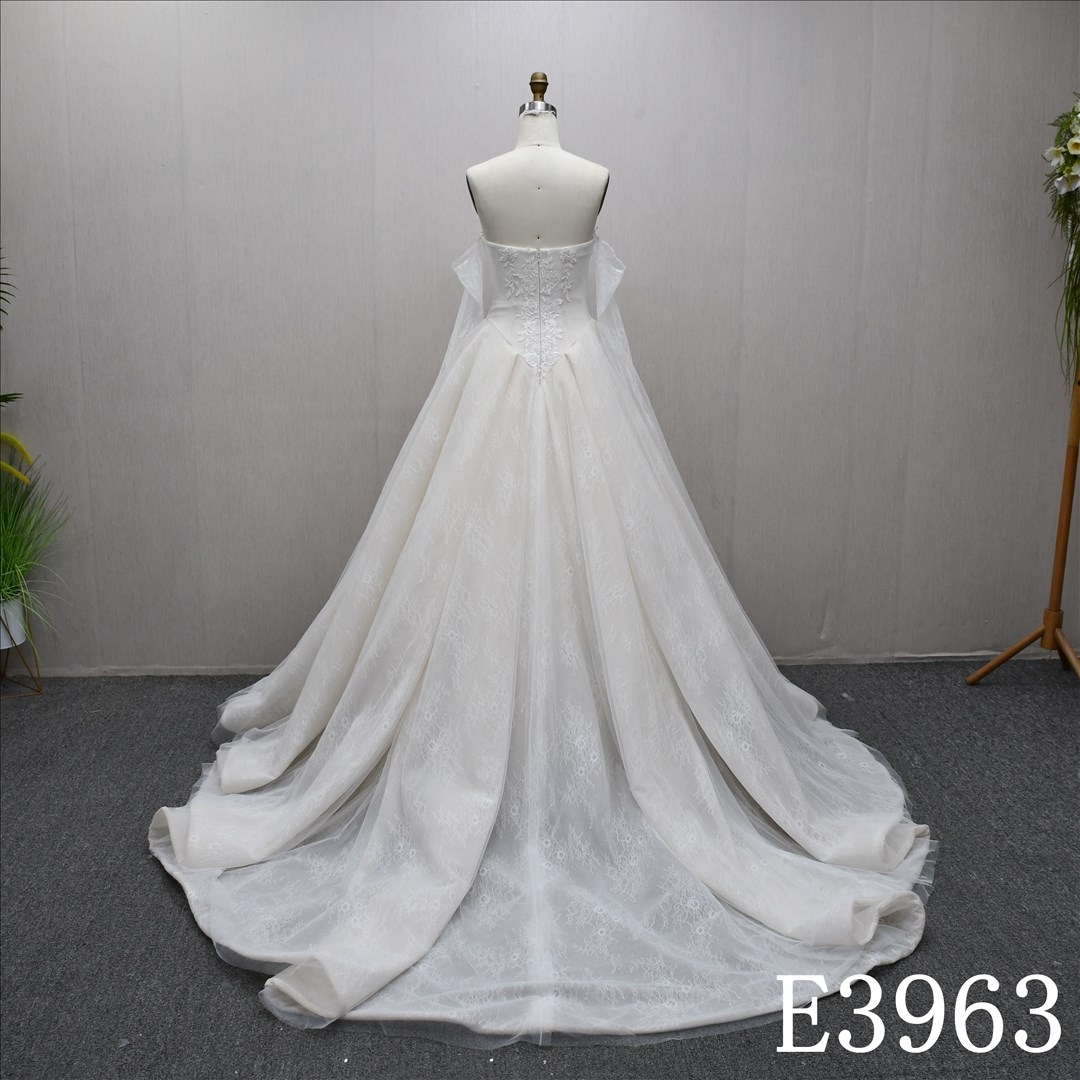 New lace beading Sweetheart neckline backless zipper A-line wedding evening gown