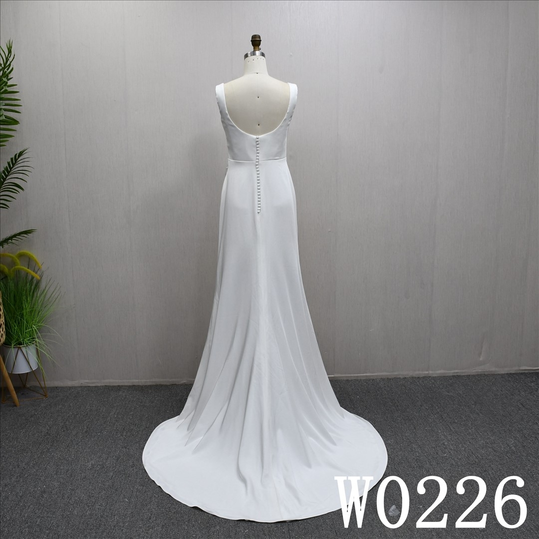 Hot selling A-line dress simple design soft evening dress with back zipper and button