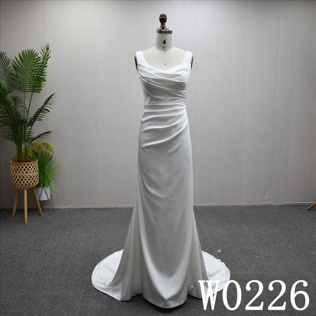 Hot selling A-line dress simple design soft evening dress with back zipper and button