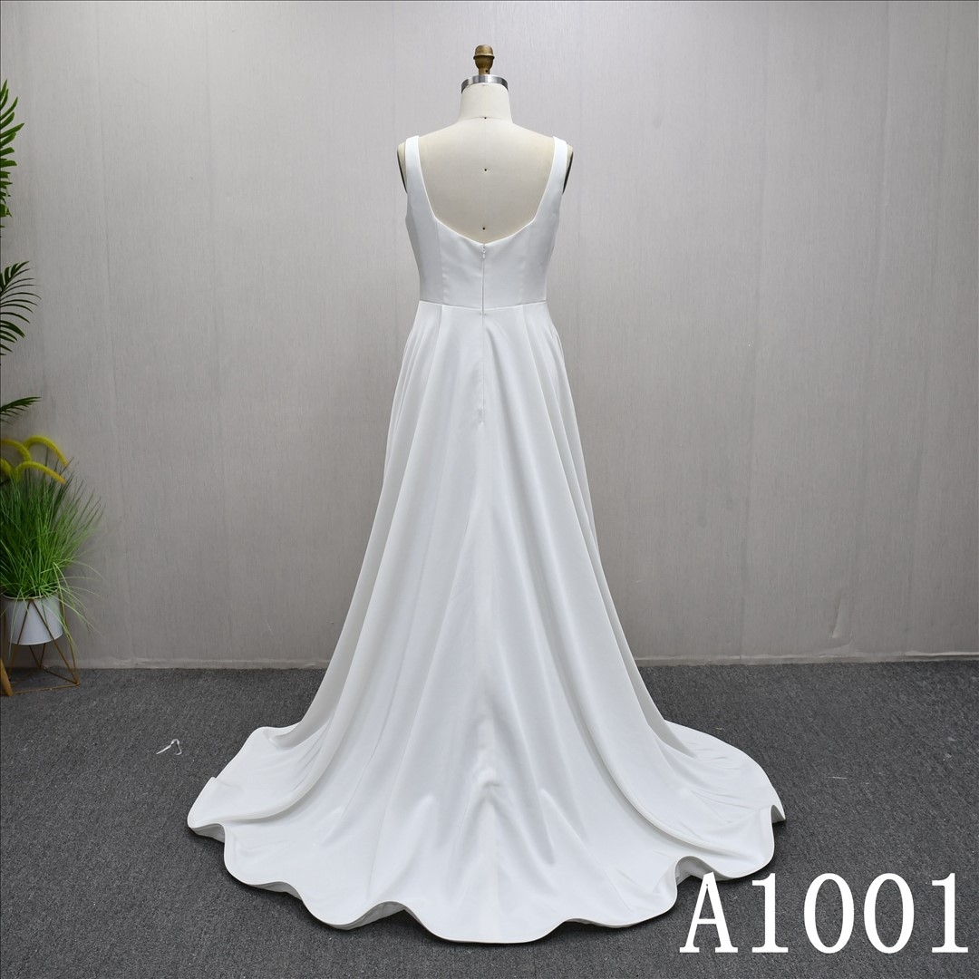 A beautiful A-line Simple and stylish Square neckline wedding evening gown