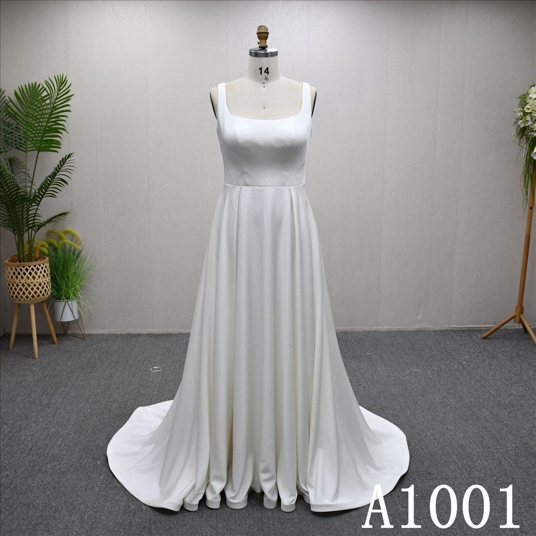 A beautiful A-line Simple and stylish Square neckline wedding evening gown