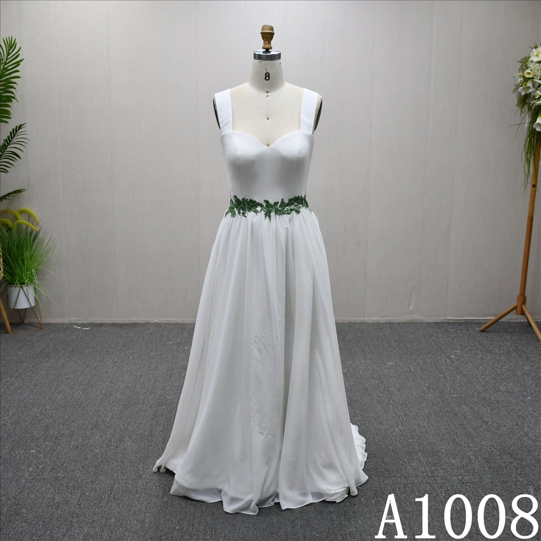 2025 New Sweetheart Neckline A-line ivory and green color Wedding Dress Evening Gown