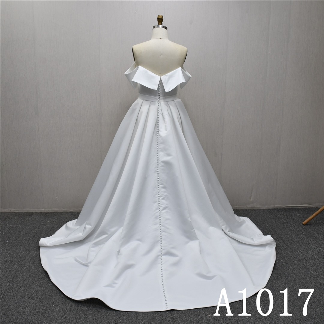 Fashionable Off shoulder sleeves  A-line unique design evening dress wedding dress