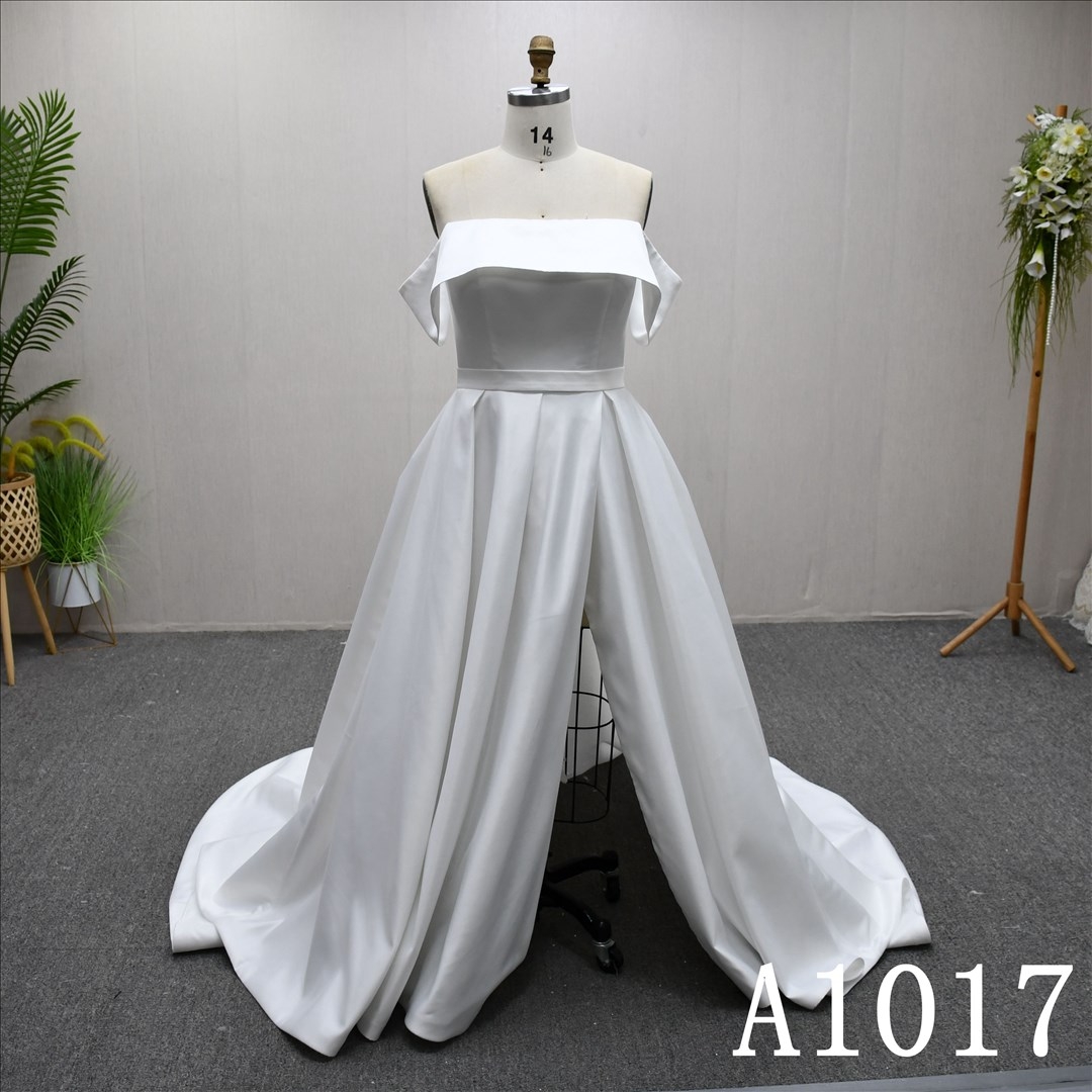Fashionable Off shoulder sleeves  A-line unique design evening dress wedding dress