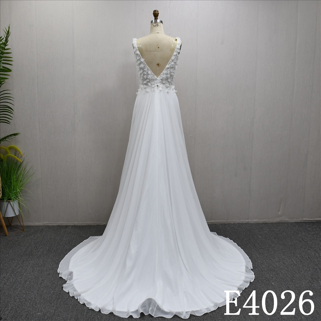 Hot-selling A-line dress Lace and Beading and Sequins design Sweep train wedding dress