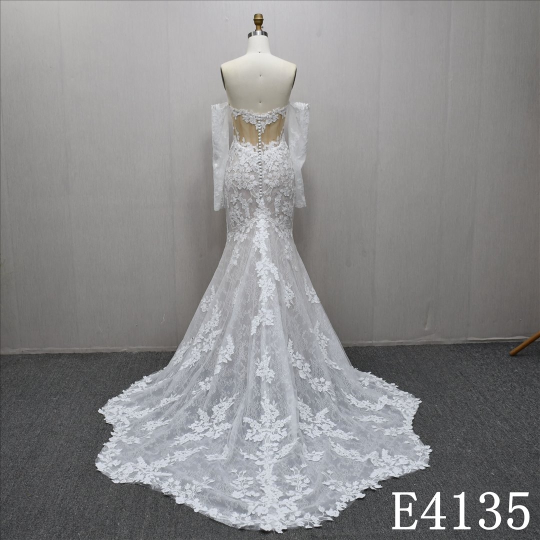 2025 New Sweetheart Neckline Mermaid Long sleeves lace Wedding Dress