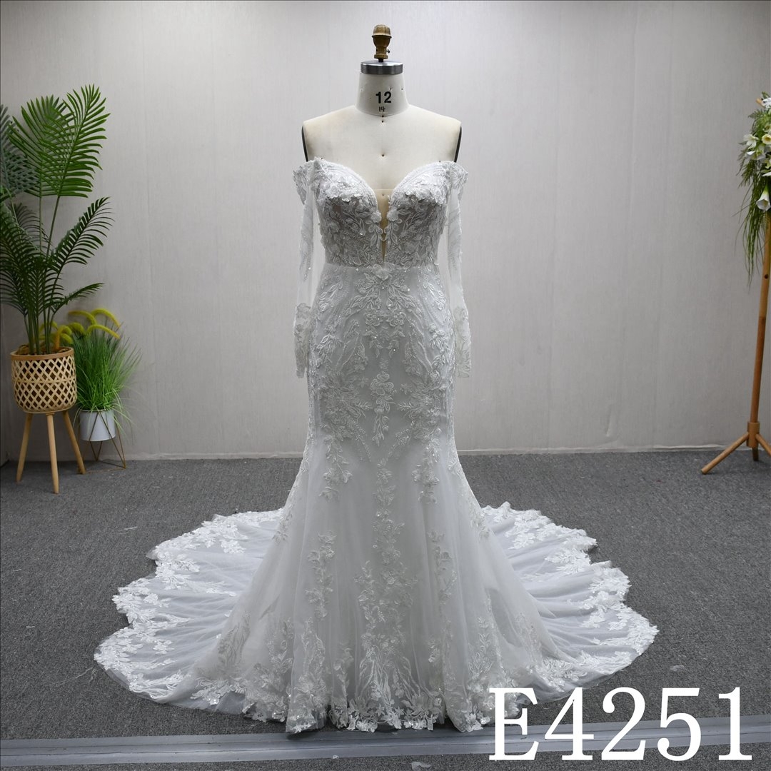 This Tulle Mermaid Long sleeves dress features Lace and Beading and Sequins design