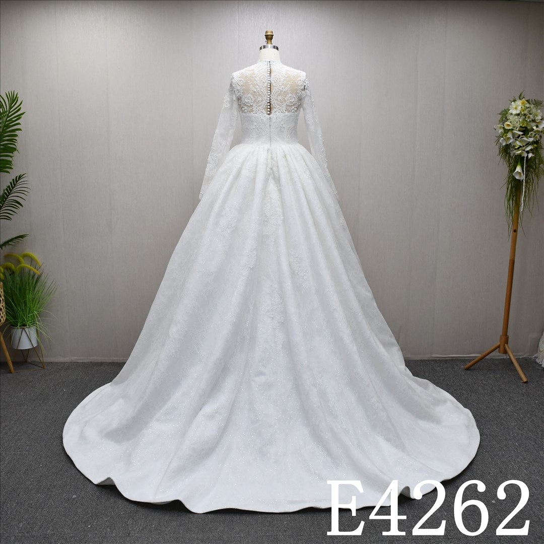 2025 New Illusion neckline long sleeves full body Lace Wedding Dress