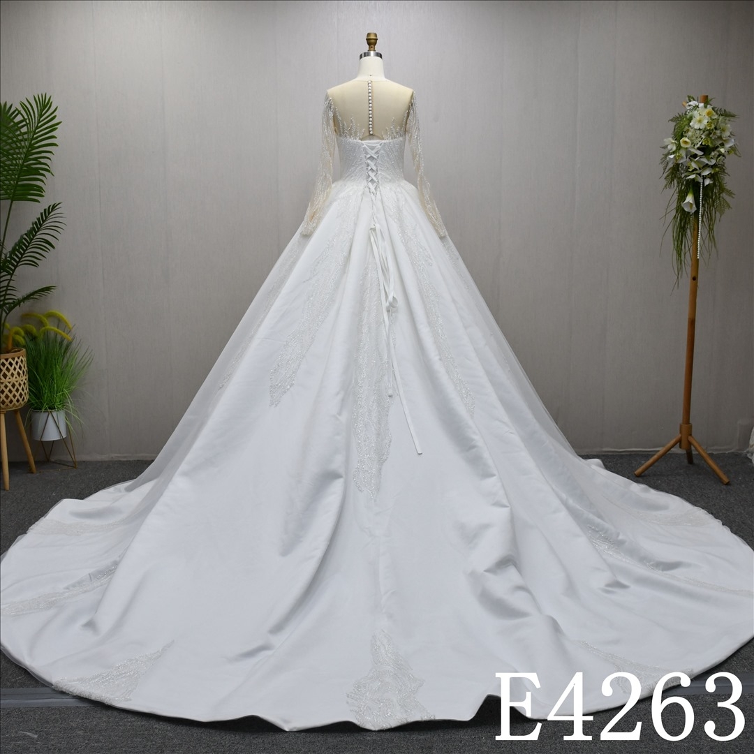Fashionable Long sleeves  A-line unique Beading and Sequins design evening dress wedding dress