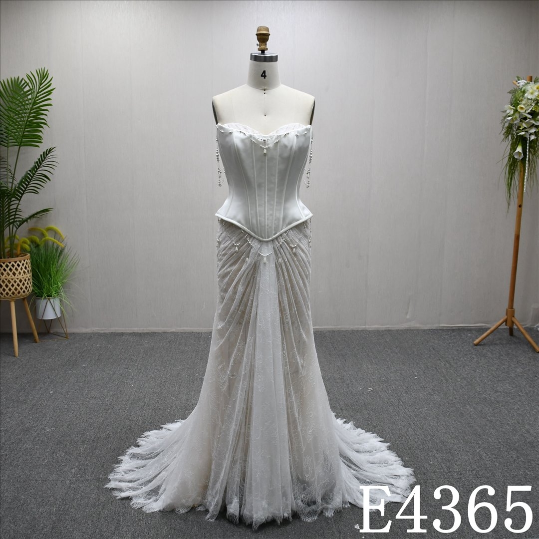 Best selling Mermaid, Detachable corset, Unique design, lace and bead, Lace up back design  wedding dress.