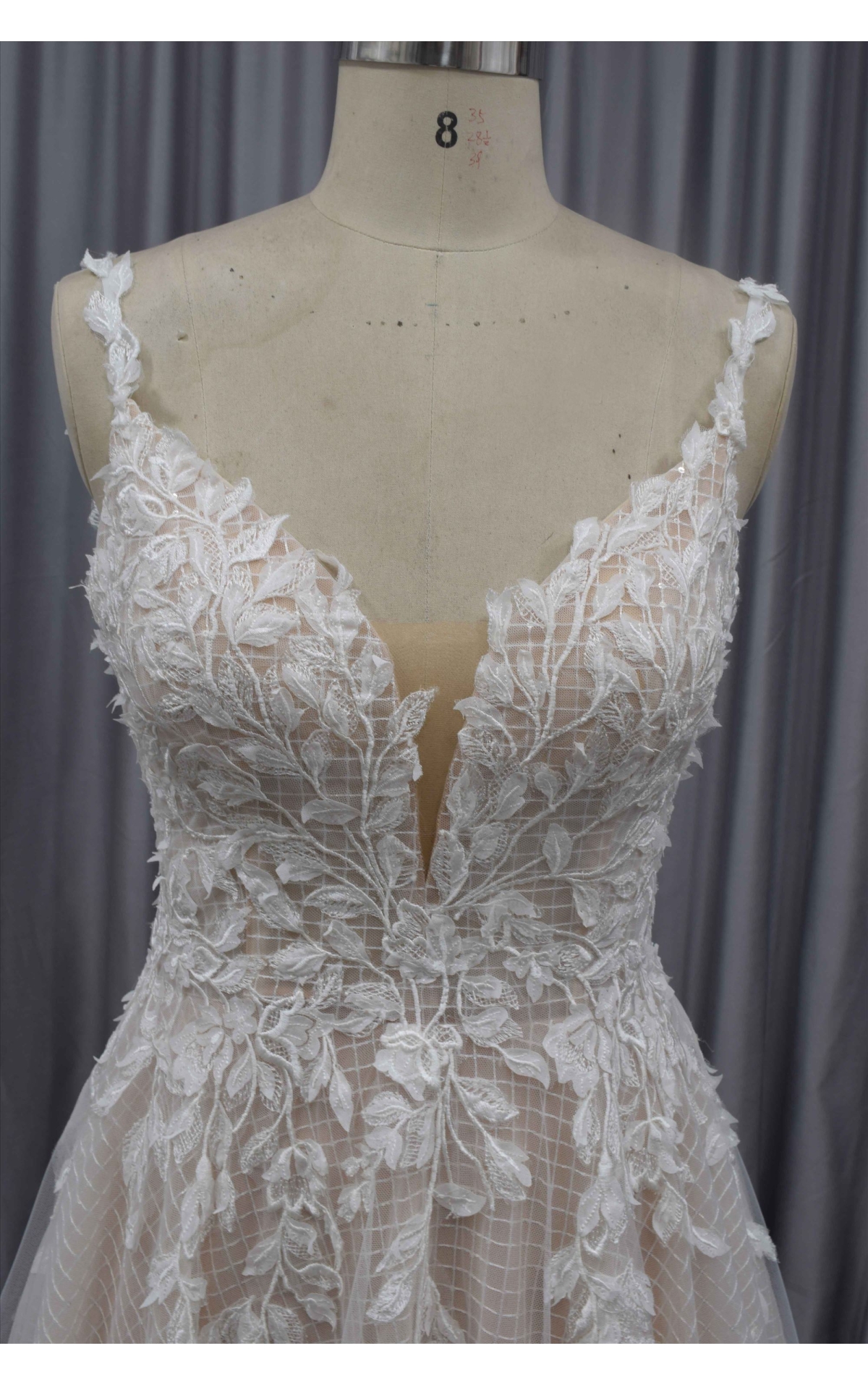 Boho Bridal gown low back with V neckline